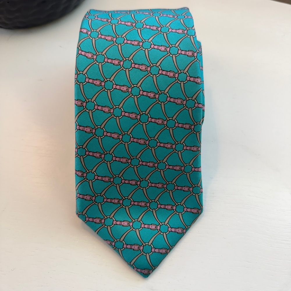 Authentic Vintage Bert Pulitzer Teal and Pink Men's Tie